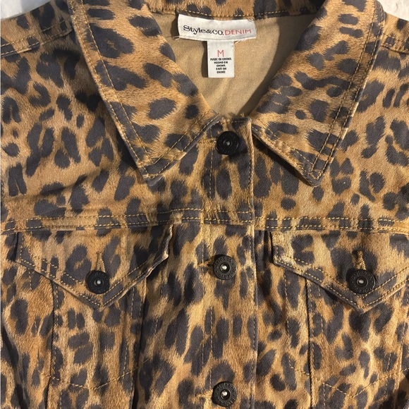 Style & Co. Animal Print Denim Jacket Medium - Picture 3 of 8